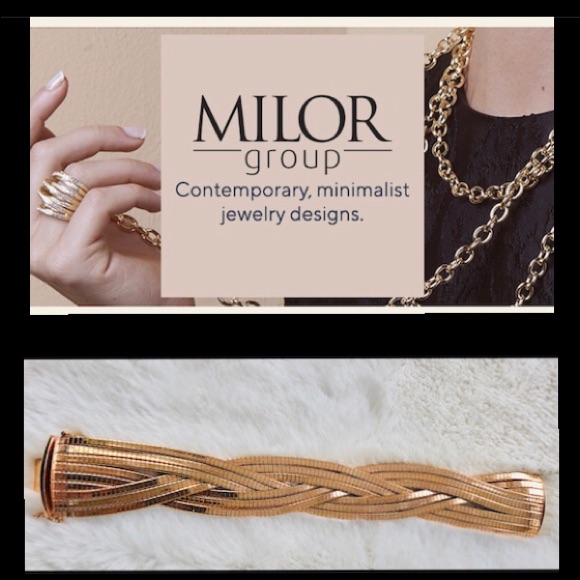 Contemporary Bronze Milor Italy Rose Goldtone Plated Wide Bracelet 79$